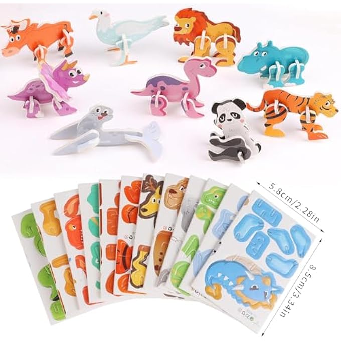 30 PCS EDUCATIONAL 3D CARTOON PUZZLES FOR KIDS,3D ANIMAL LEARNING EDUCATIONAL PAPER PUZZLE GAME FOR DIY CRAFTS GIFTS - Image 2